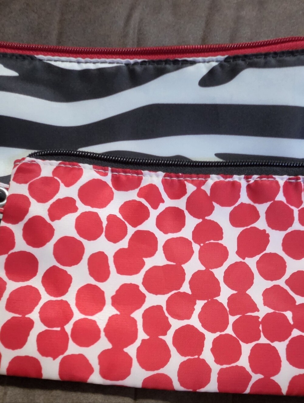 Cosmetic Bags 2 Pcs. Animal Print Black Red White/Tan Travel Vacation